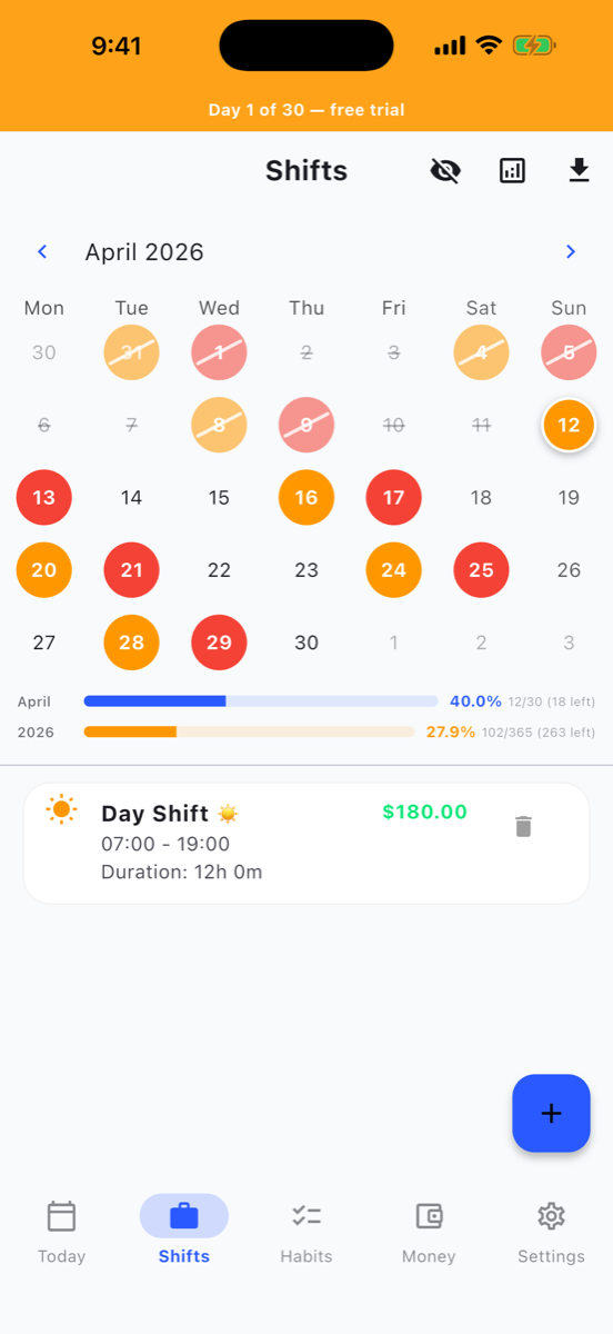 Shifts — Visual Calendar